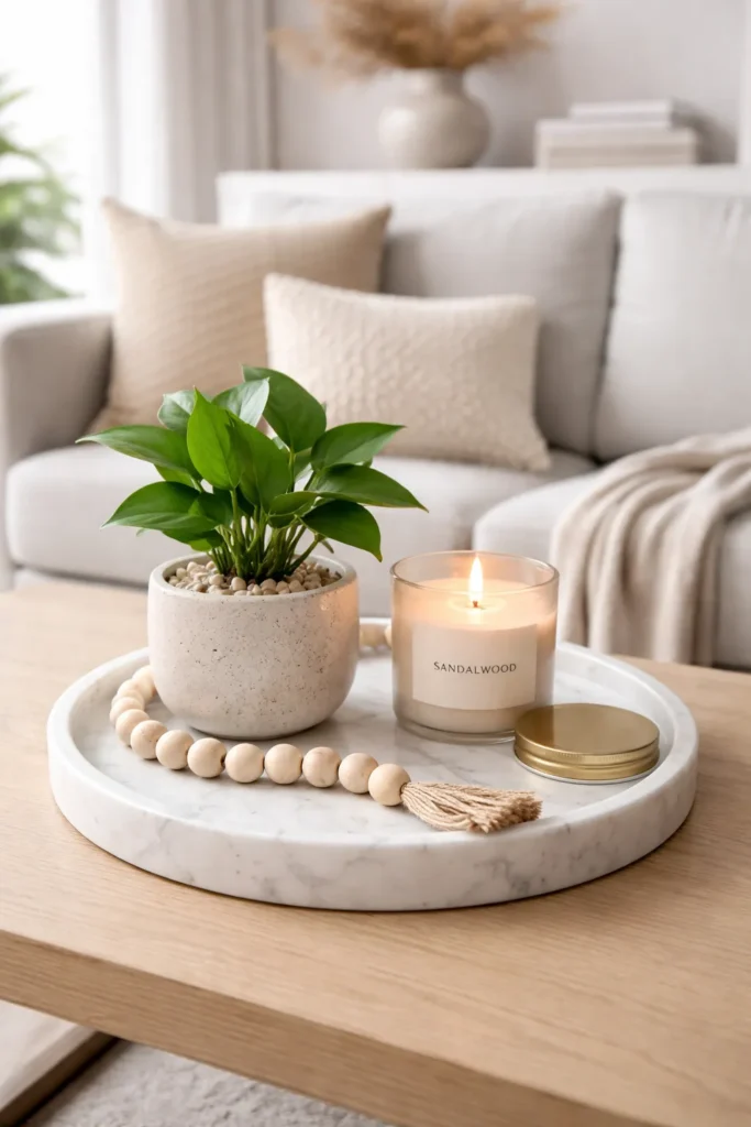 Small Apartment Compact Style Coffee Table Decor Ideas