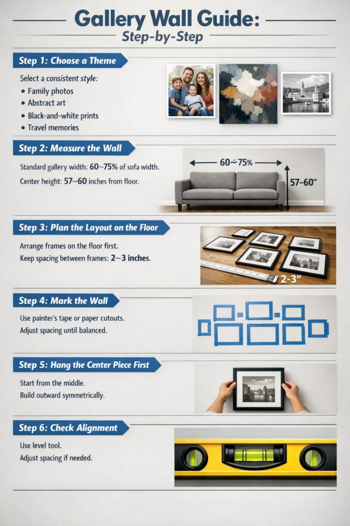 Step By Step Guide How To Gallery Wall Ideas Living Room