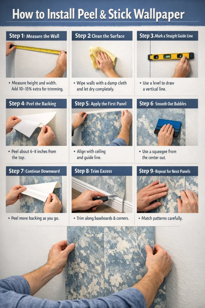 Step By Step Guide How To Peel And Stick Wallpaper Accent Wall