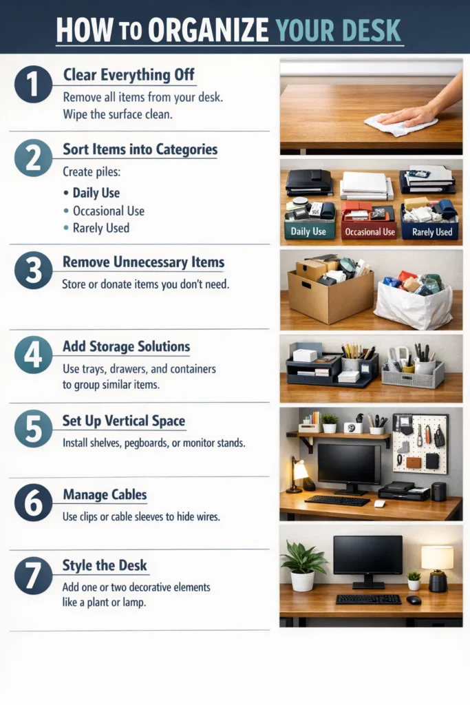 Step By Step Guide Desk Organization Ideas