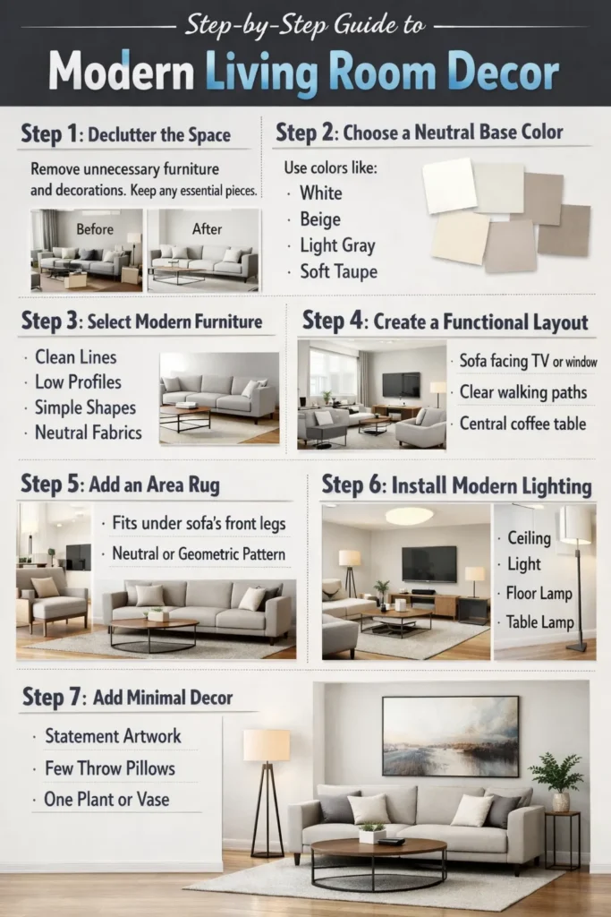 Step By Step Guide To Modern Living Room Decor Modern Living Room Decor