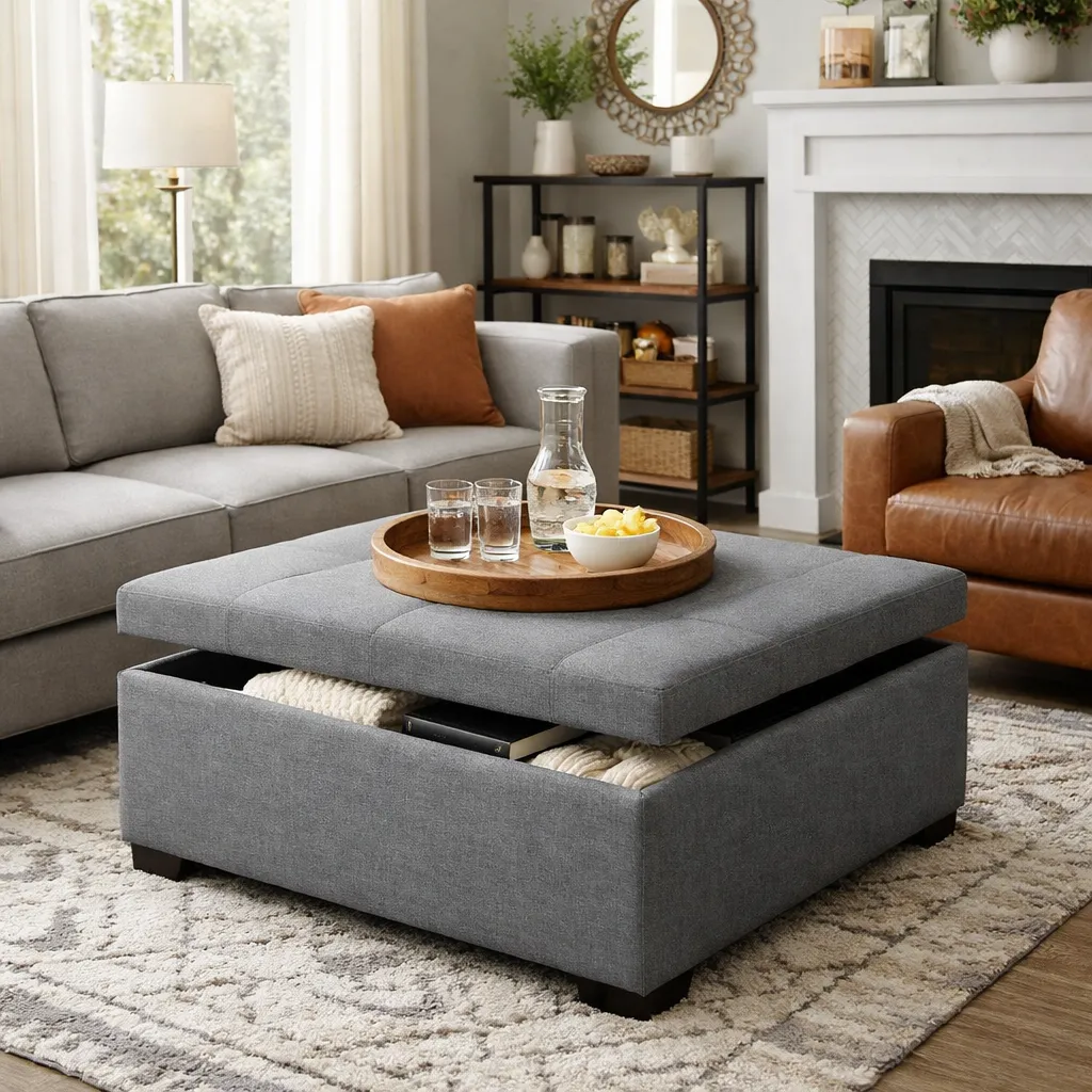 Storage Ottoman Lounge Small Space Furniture Ideas