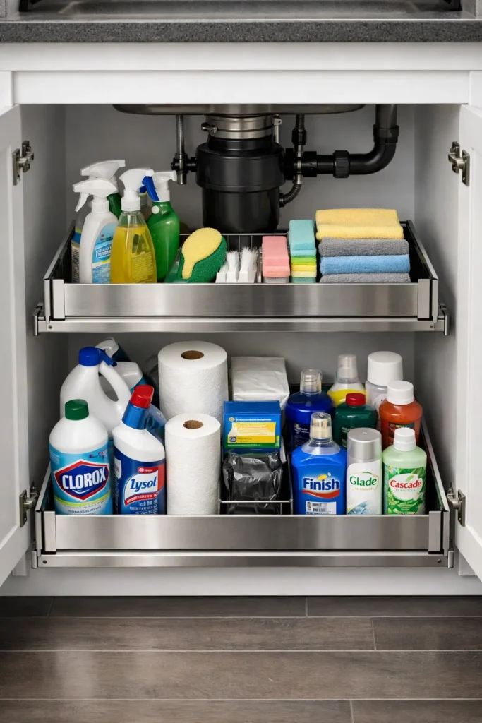 Under Sink Pull Out Drawers Small Bathroom Storage Ideas