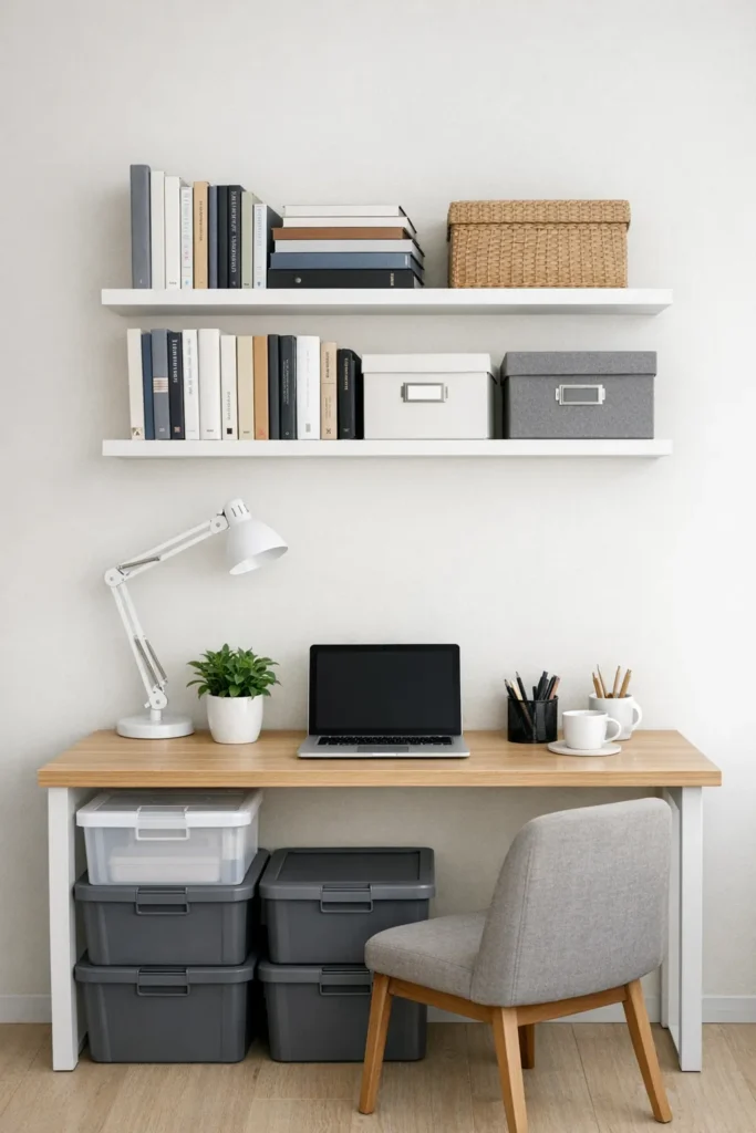 Vertical Shelf Setup Desk Organization Ideas